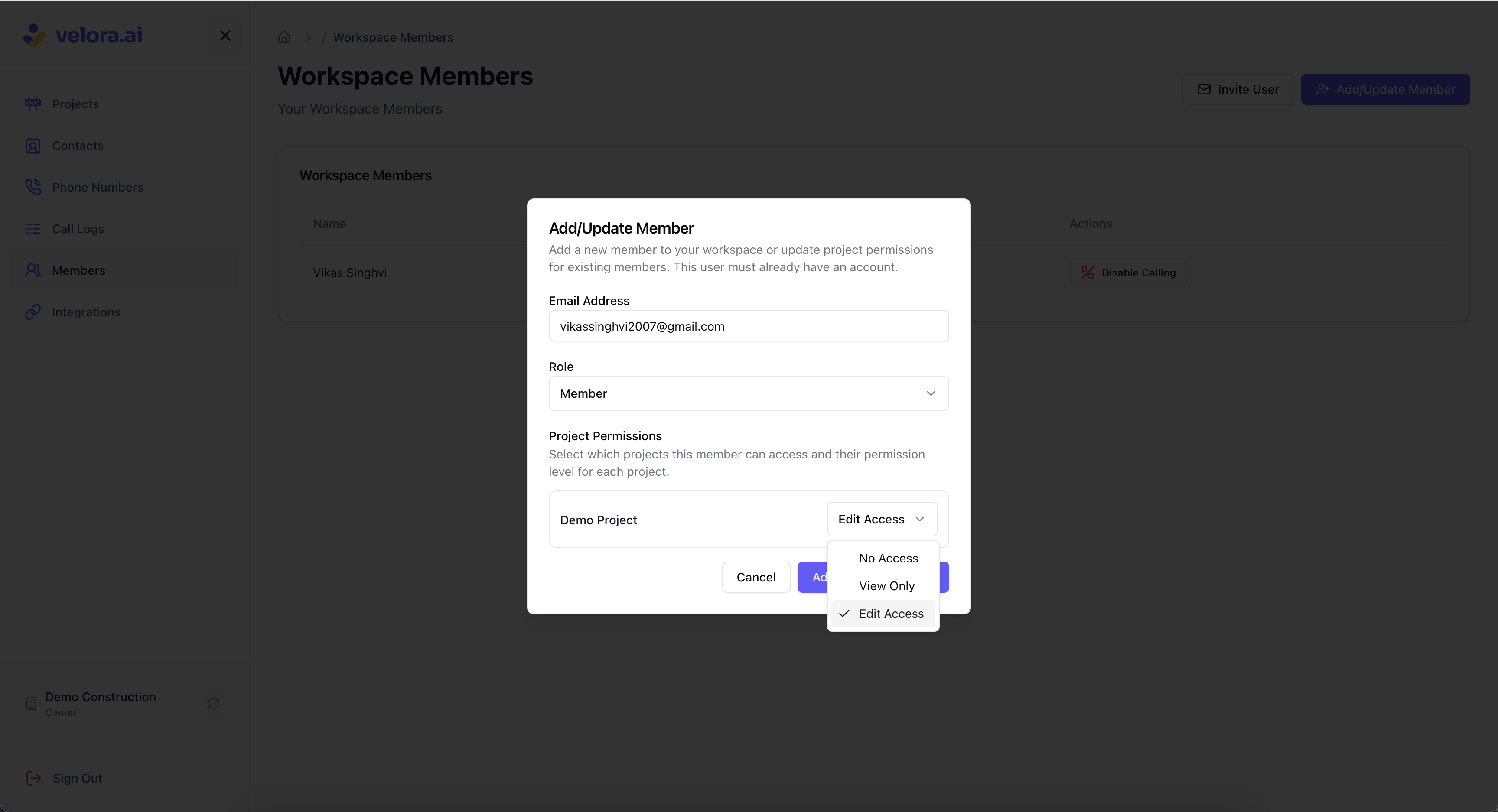 Configure granular project access for team members Project Permissions Selection for Construction Project Management