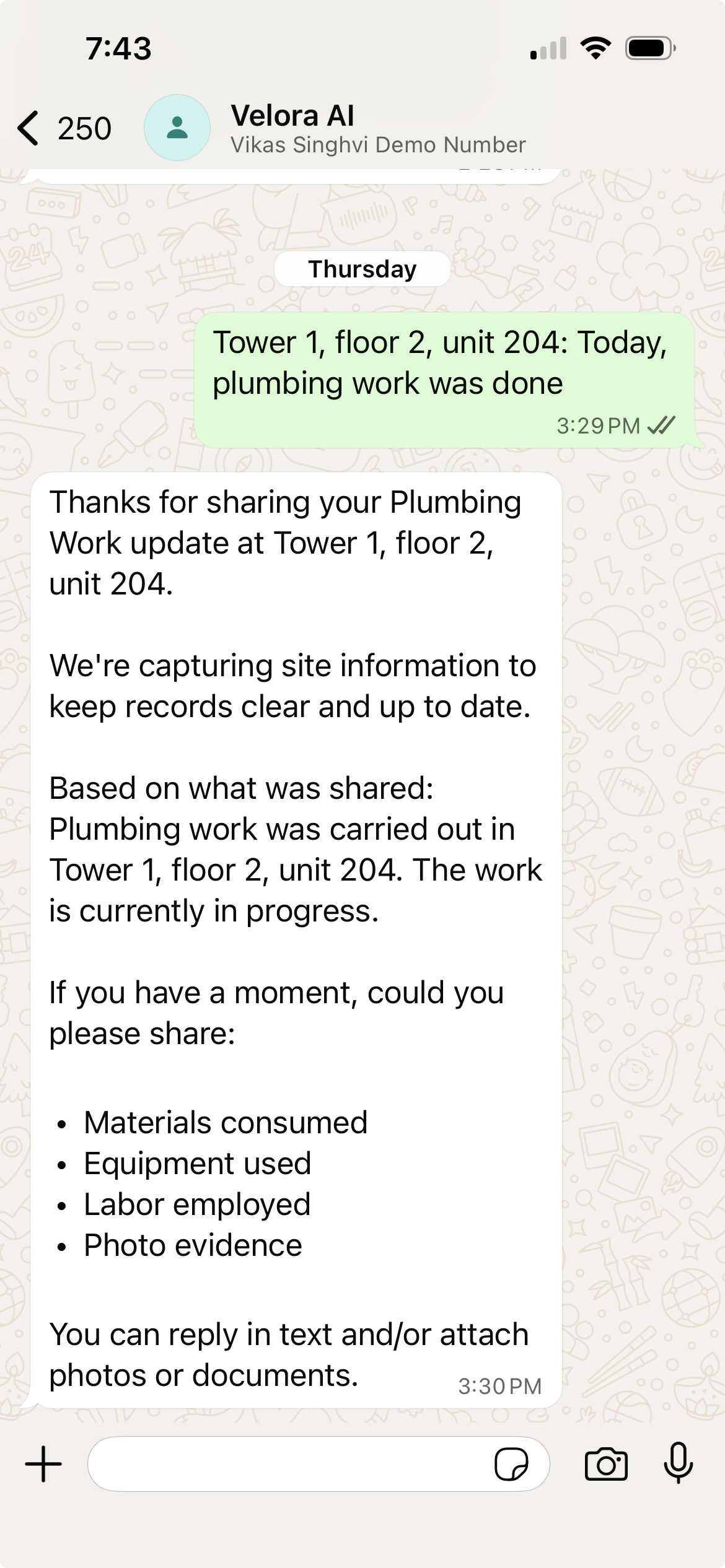 Progress Updates Capture