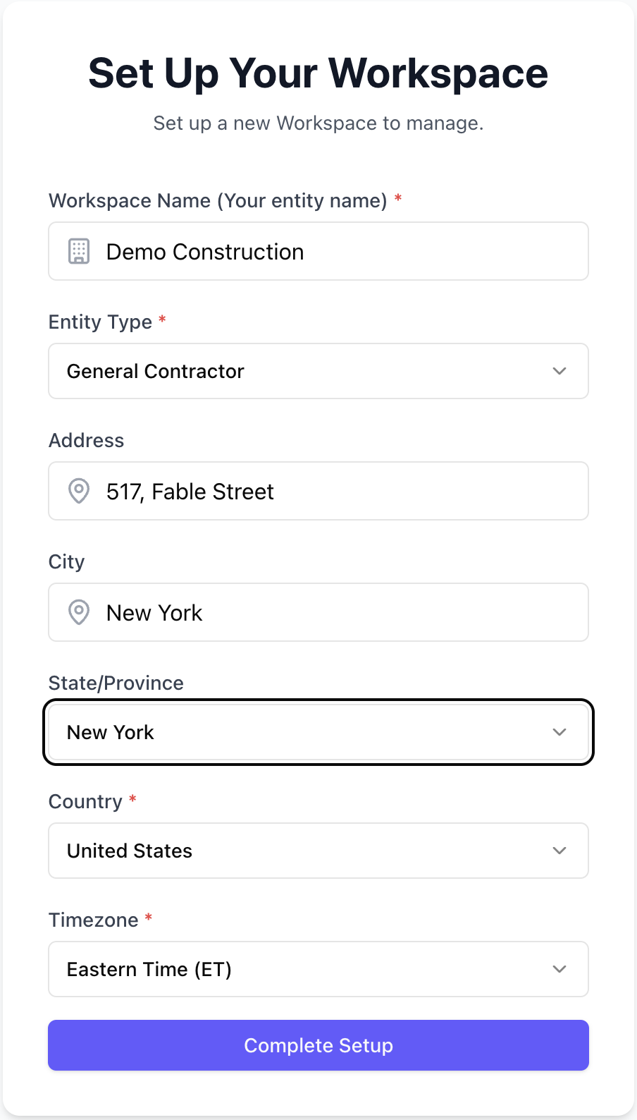 Configure your construction company workspace Workspace Setup for Construction Project Management